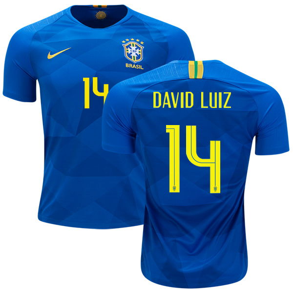 Brazil #14 David Luiz Away Kid Soccer Country Jersey
